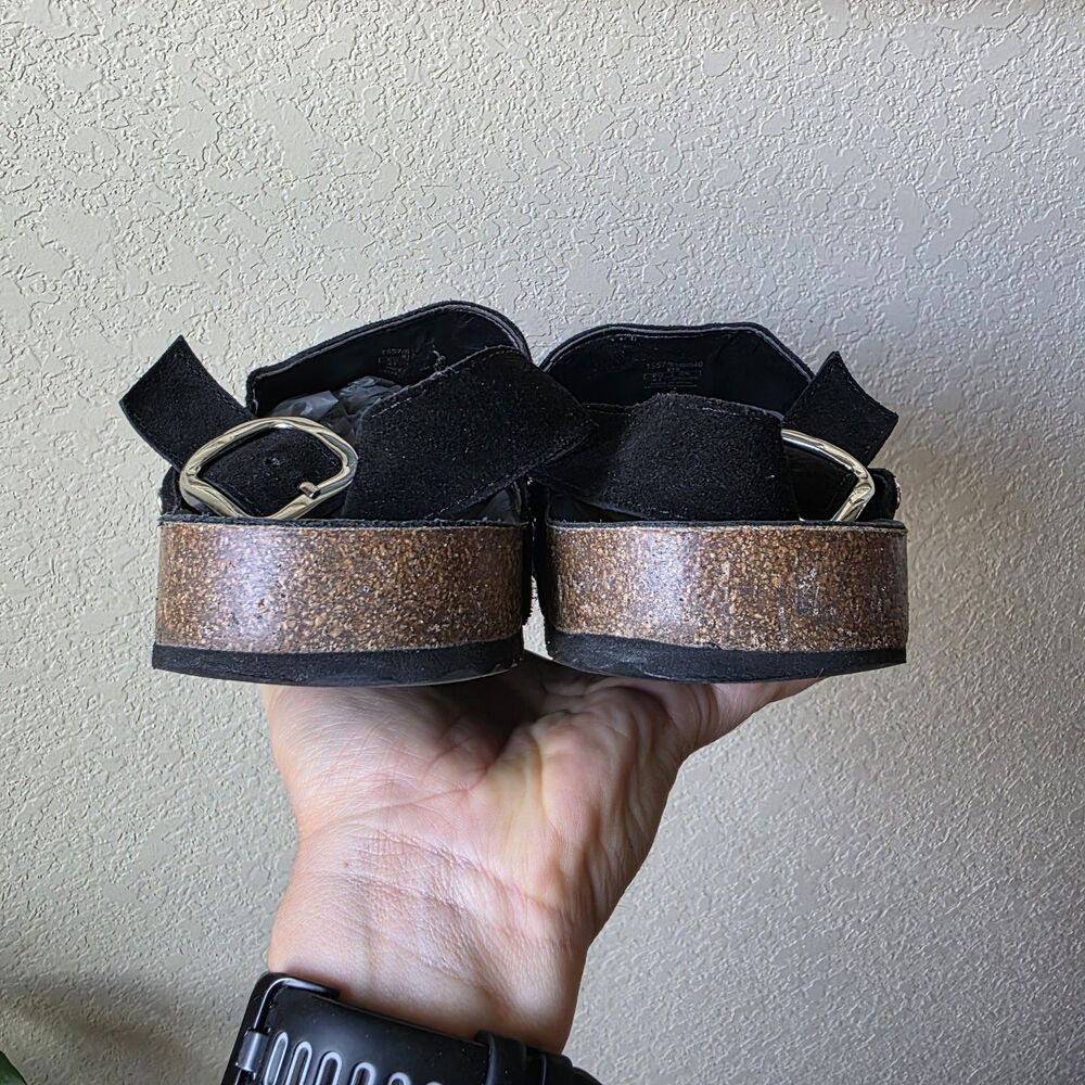 Zara Size 41 Black Suede Studded Clogs Mules Boston Closed Toe - Picture 6 of 9
